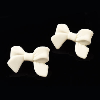 Spray Painted CCB Plastic Bowknot Stud Earring Findings