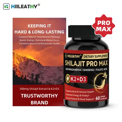 HIILEATHY Shilajit Pro Max for Active Lifestyles with K2+D3 Fulvic Acid & Electrolytes Energy Muscle Recovery Joint Support 6...