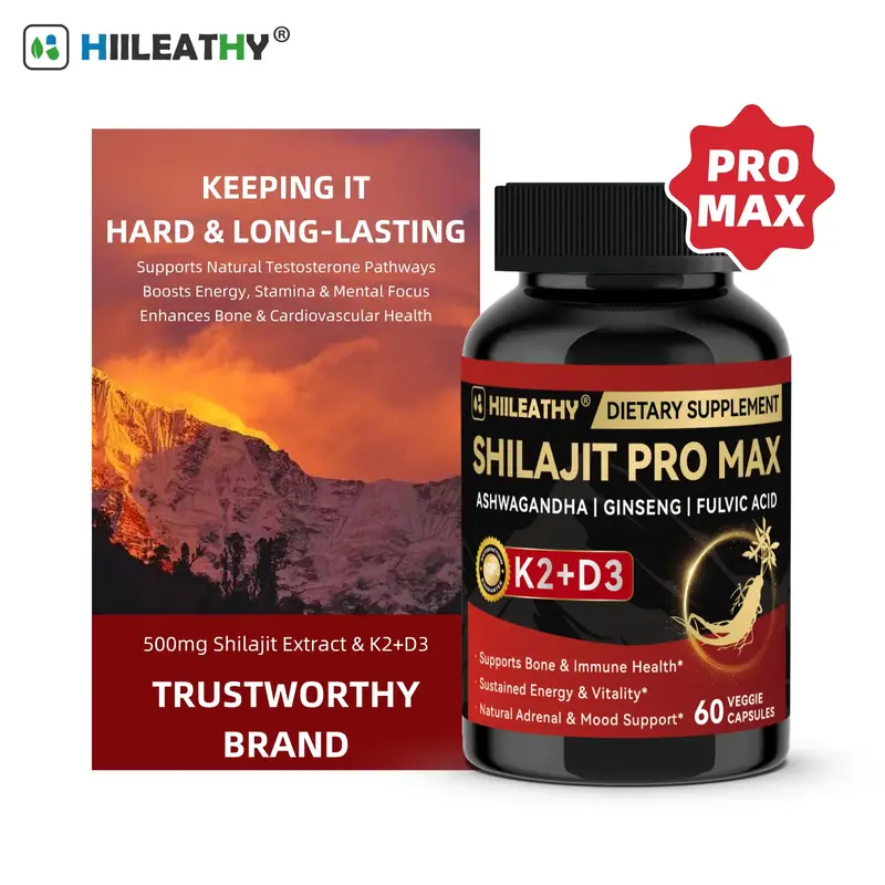 HIILEATHY Shilajit Pro Max for Active Lifestyles with K2+D3 Fulvic Acid & Electrolytes Energy Muscle Recovery Joint Support 6...