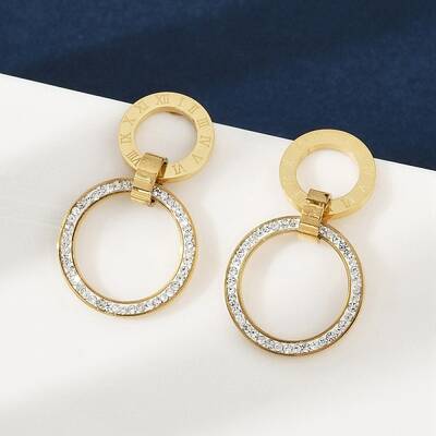 304 Stainless Steel Polymer Clay Ring Stud Earrings