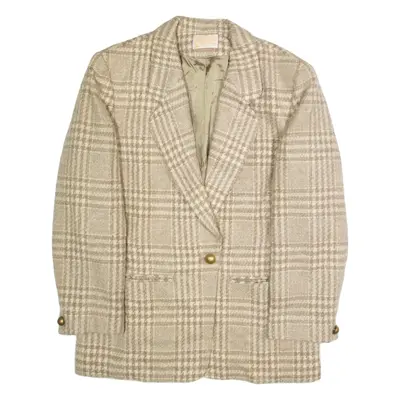 PENDLETON Womens Blazer Jacket Beige Wool Plaid XL