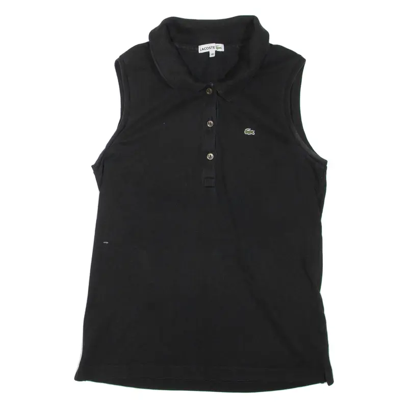 LACOSTE Womens Top Black Collared Sleeveless L