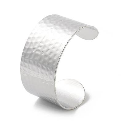 Non-Tarnish 304 Stainless Steel Textured Wide Open Cuff Bangles for Women