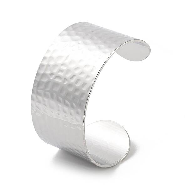 Non-Tarnish 304 Stainless Steel Textured Wide Open Cuff Bangles for Women