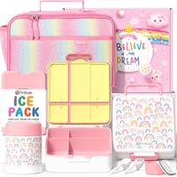 Fimibuke Bento Lunch Box with 4 Compartments, Insulated lunch Bag, Stainless Steel Insulated Thermos, Ice Pack & Utensils, Bi...