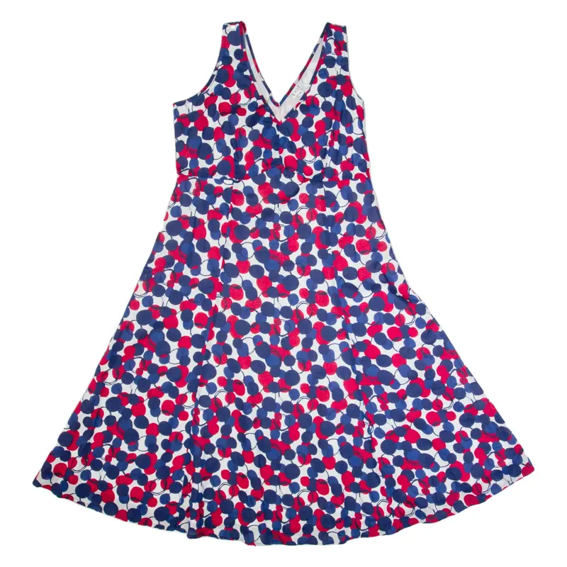 EAST Womens A-Line Dress Red Spotted Sleeveless Midi M