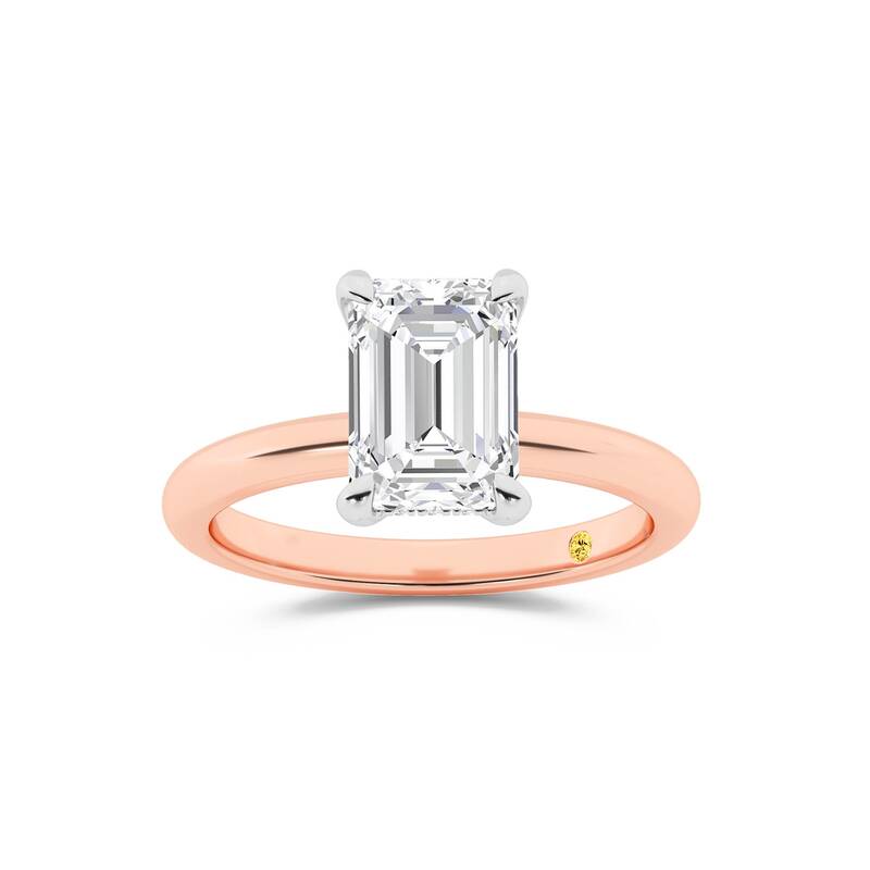 Fez Lab Grown Hidden Halo Emerald Cut Diamond Engagement RIng | 10K Rose Gold 3 5/8ct. tw.