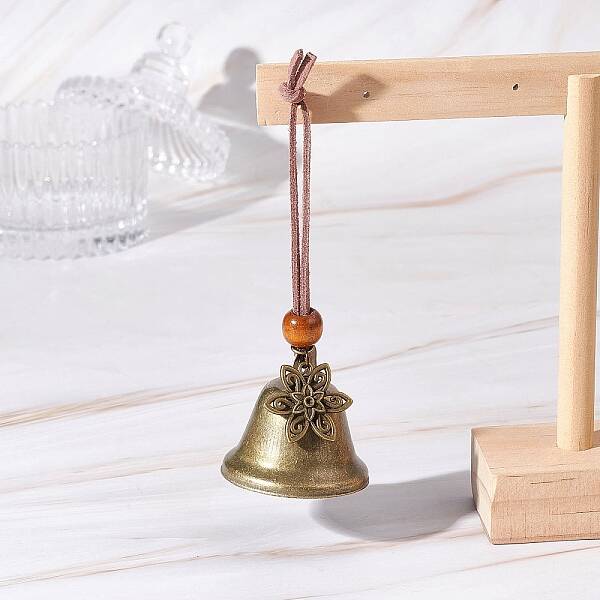 Iron Bell & Tibetan Style Alloy Flower Pendant Decorations