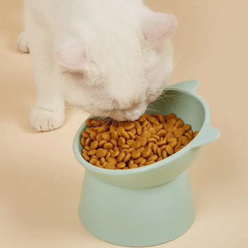 Elevated Pet Feeding Bowl, 1/2/3 Counts Cat Shaped Raised Stand Food Bowl for Kittens Dogs, Pet Neck Protection Tall Feeding ...