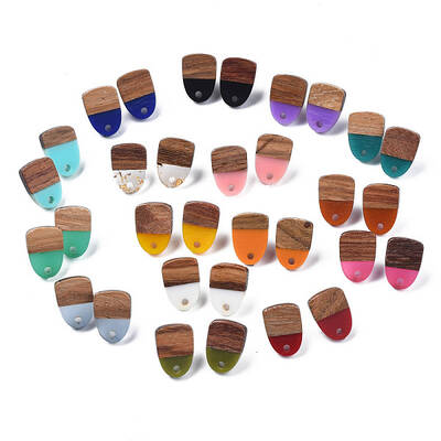 Resin & Walnut Wood Stud Earring Findings