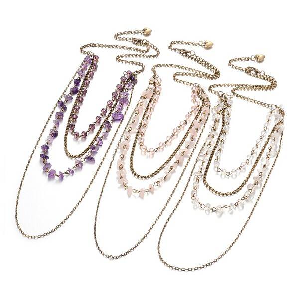 Personalized Four Tier Gemstone Beads Necklaces