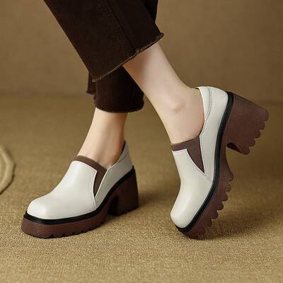 CHIKO Devera Square Toe Block Heels Loafers Shoes