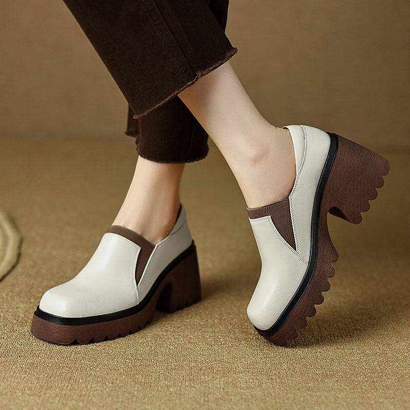 CHIKO Devera Square Toe Block Heels Loafers Shoes