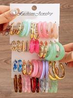 Mixed Color C-shaped Hoop Earring Sets, Fashion Jewelry for Party, Daily Clothing Decor, Pride 2025, Lgbtq, Trendy All-match ...