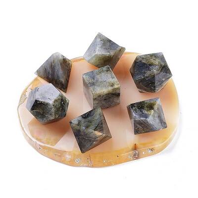 No Hole/Undrilled Natural Labradorite Beads Home Display Decorations with Natural Agate Bases