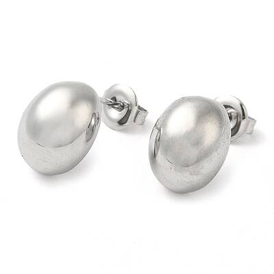 Non-Tarnish 304 Stainless Steel Oval Stud Earrings