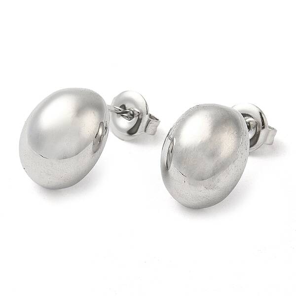 Non-Tarnish 304 Stainless Steel Oval Stud Earrings
