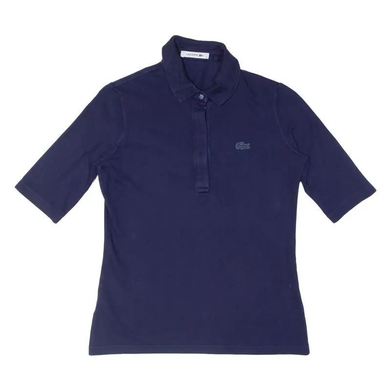 LACOSTE Girls Polo Shirt Blue 3/4 Sleeve M