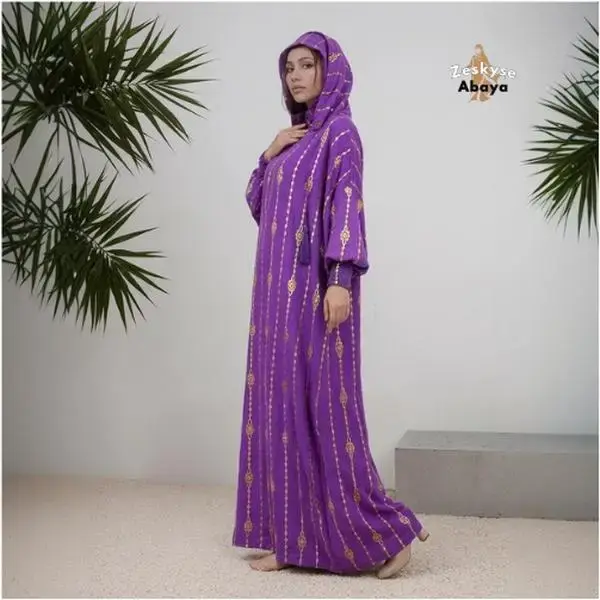 Islamic Abaya Kaftan Dress for Women – Soft Cotton Fabric, Double Hat Cape Style, Dubai Turkish Design, Modest Outfit for R...