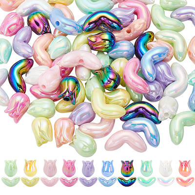 80Pcs 20 Styles UV Plated Acrylic Beads
