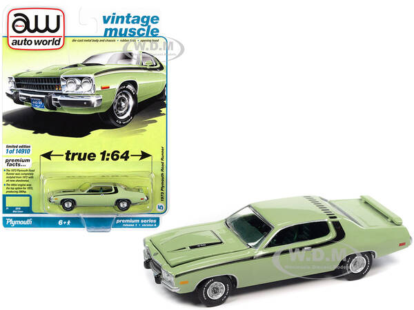 1973 Plymouth Road Runner 440 Mist Green with Black Stripes and Green Interior \