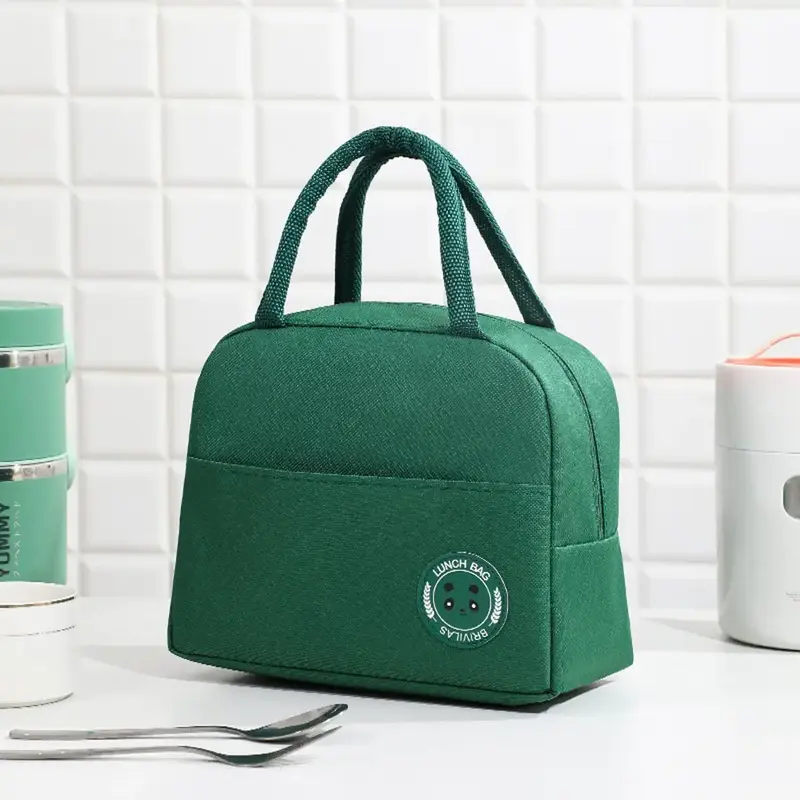 Letter Patched Design Lunch Bag, 1 Count Portable Large Capacity Lunch Bag, Thermal Insulated Lunch Bag for Work School Picni...