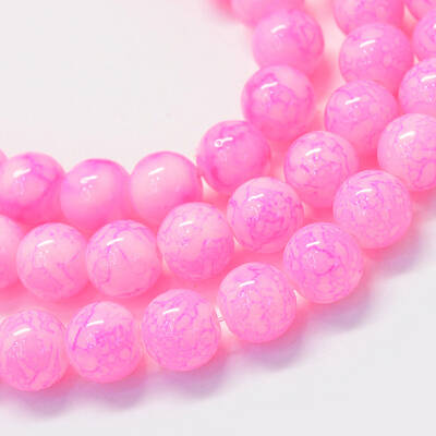 Baking Painted Glass Round Bead Strands