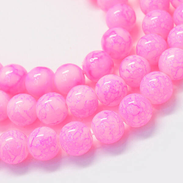 Baking Painted Glass Round Bead Strands