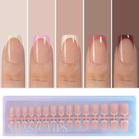French Tip Press On Nails, 150Pcs French Gel Nail Tips Short Square, Soft Gel Pre-shaped No Need to File 3 in 1 Tips, Fake Na...