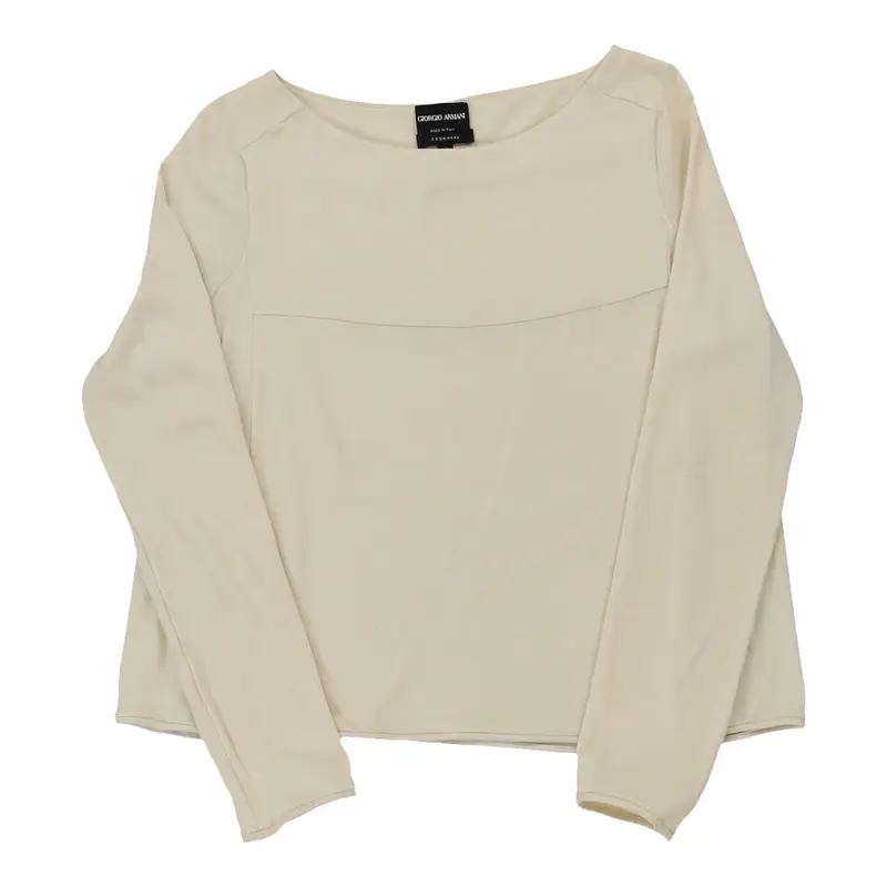Giorgio Armani Long Sleeve Top - Large Cream Cashmere