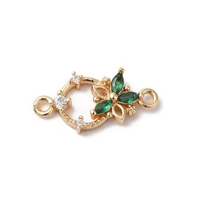 Brass Pave Clear Cubic Zirconia Flower Ring Links Connector Charms