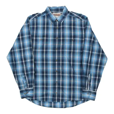 Wrangler Checked Shirt - XL Blue Cotton