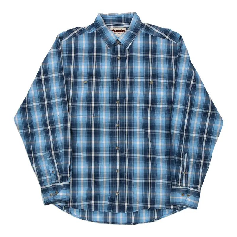 Wrangler Checked Shirt - XL Blue Cotton