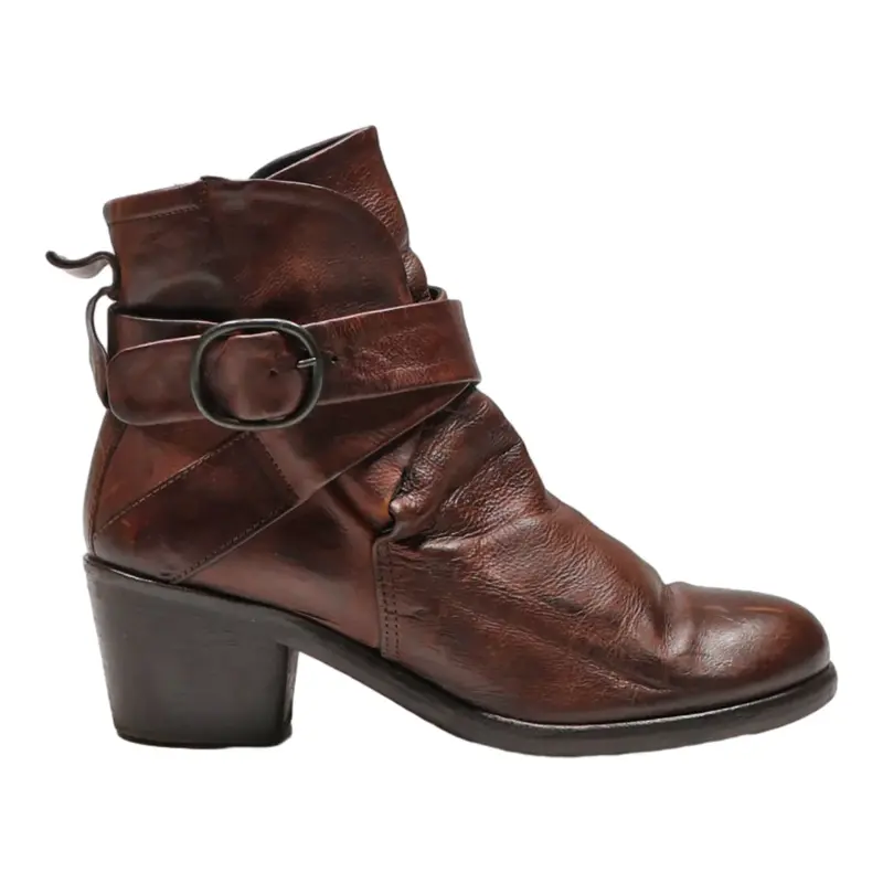 P MONJO Ankle Boots Brown Leather Womens UK 6