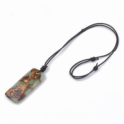 Assembled Bronzite and Aqua Terra Jasper Pendant Necklaces