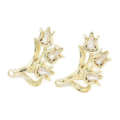 Brass Micro Pave Clear Cubic Zirconia Stud Earring Findings