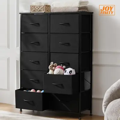 JOYFINITY Dresser for Bedroom,Dresser Organizer Storage Drawers,Fabric Storage Tower with 10 Drawers,Chest of Drawers with Fa...