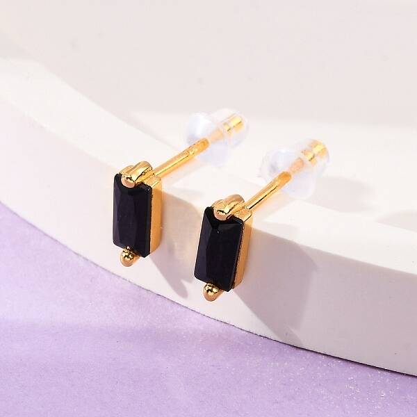 Cubic Zirconia Rectangle Stud Earrings