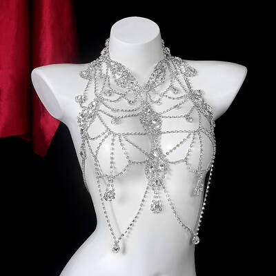 Alloy Crystal Rhinestone Teardrop Multi Layer Body Chains for Night Club