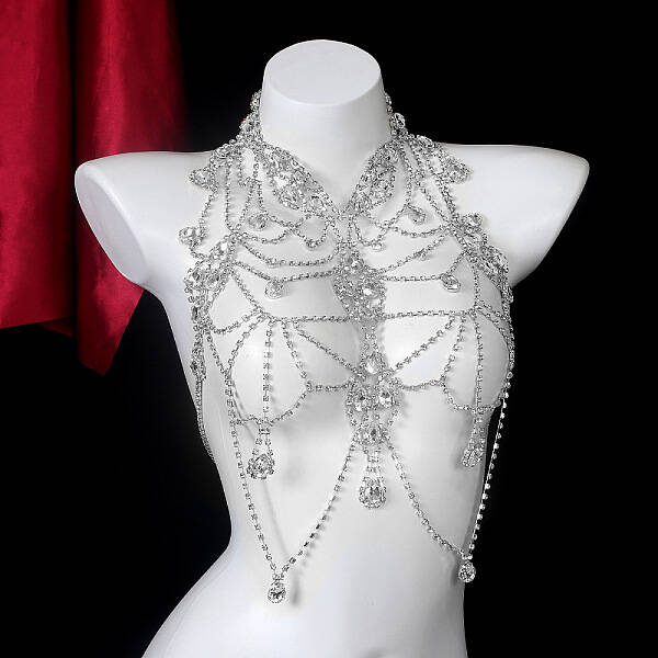 Alloy Crystal Rhinestone Teardrop Multi Layer Body Chains for Night Club