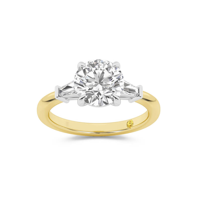 Valentina Tapered Baguette Lab Grown Three Stone Round Diamond Engagement Ring |10K Yellow Gold 3 1/3 CT. TW.