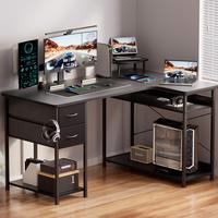 GTPLAYER Gaming Desk L Shaped, Carbon Fiber Style Computer Desk, Compatible with Monitor Arm Storage Shelves for Home Office ...