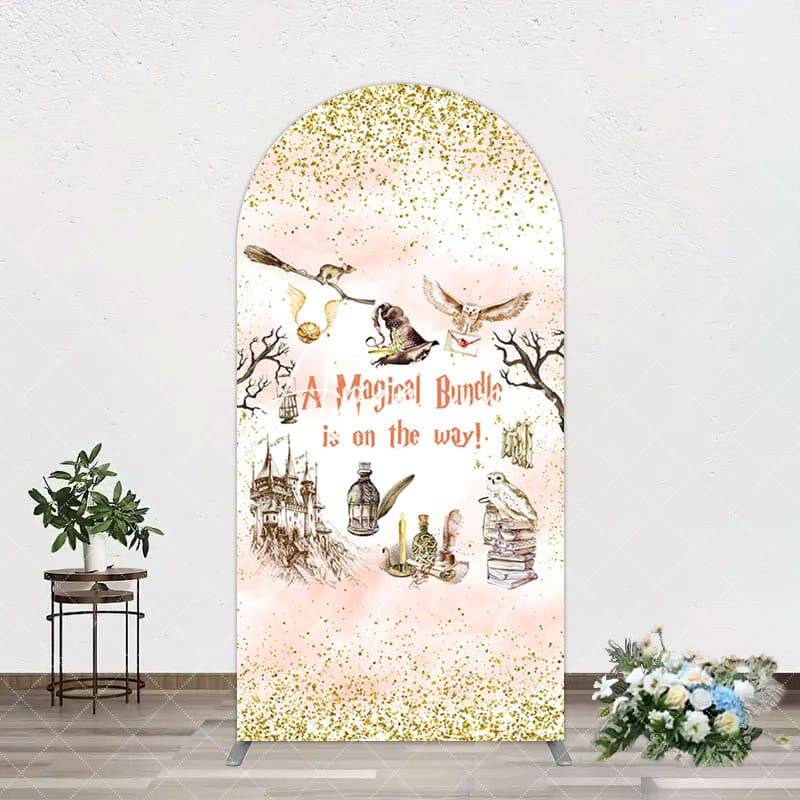 Aperturee Magical Bundle Wizard World Baby Shower Arch Backdrop, 1.6X4FT(0.5X1.2M), 38.18 USD, arch backdrop kit, GZH0E763-A