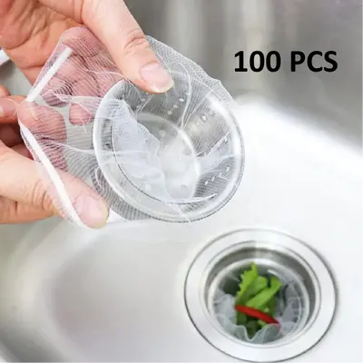 Sink Strainer 100pcs Kitchen Sink Mesh Bag Kitchen Sink Filter Nets Washing Basin Strainer Net for Collecting Kitchen Food Wa...