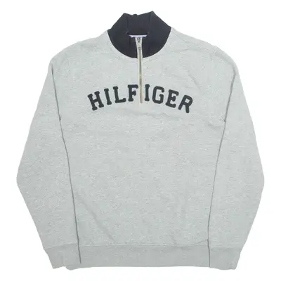 TOMMY HILFIGER Mens Sweatshirt Grey 1/4 Zip M