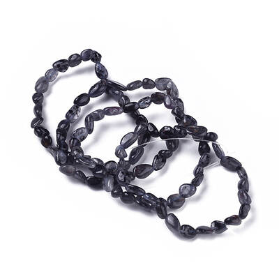 Natural Iolite/Cordierite/Dichroite Bead Stretch Bracelets