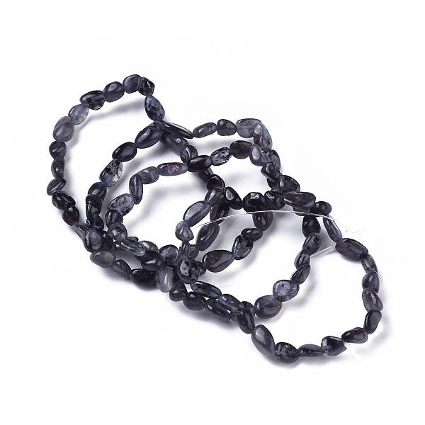 Natural Iolite/Cordierite/Dichroite Bead Stretch Bracelets