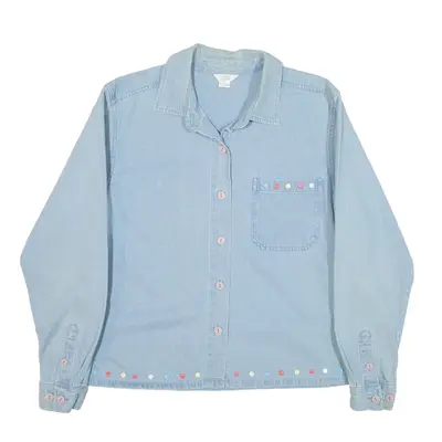 CHRISTOPHER & BANKS Denim Shirt Blue Long Sleeve Womens M