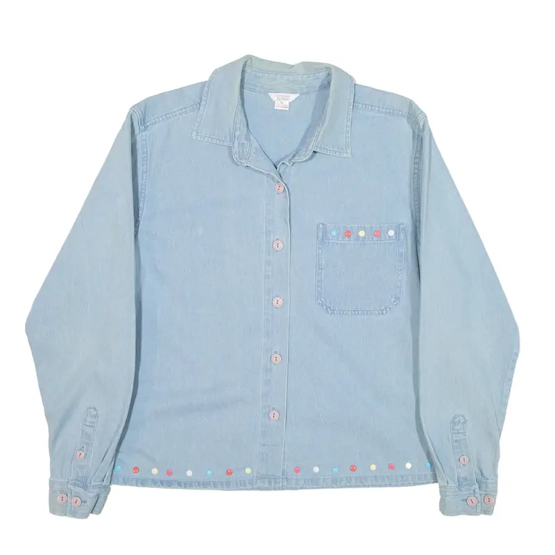 CHRISTOPHER & BANKS Denim Shirt Blue Long Sleeve Womens M