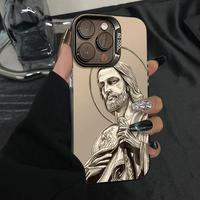 Jesus Pattern Case for IPhone 16 15 14 Pro Max 13 12 11 XR XS Plus Shockproof Anti-Scratch Durable PC Back Protective Cover G...